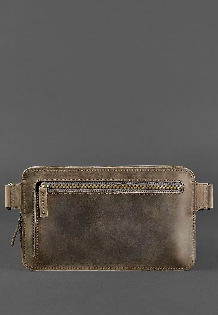 Leather waist bag Dropbag Maxi dark brown Crazy Horse - BN-BAG-20-o