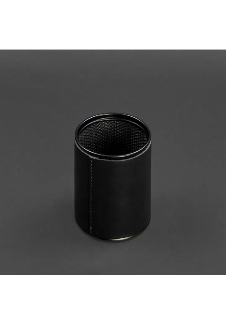 Pen cup in leather case black crust - BN-SP-g