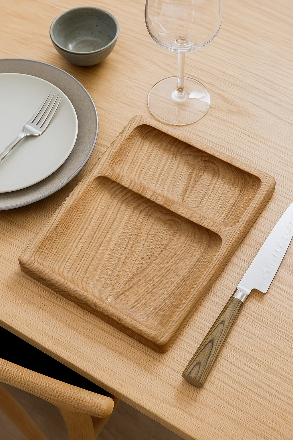 Rectangular рlate for serving with two sections