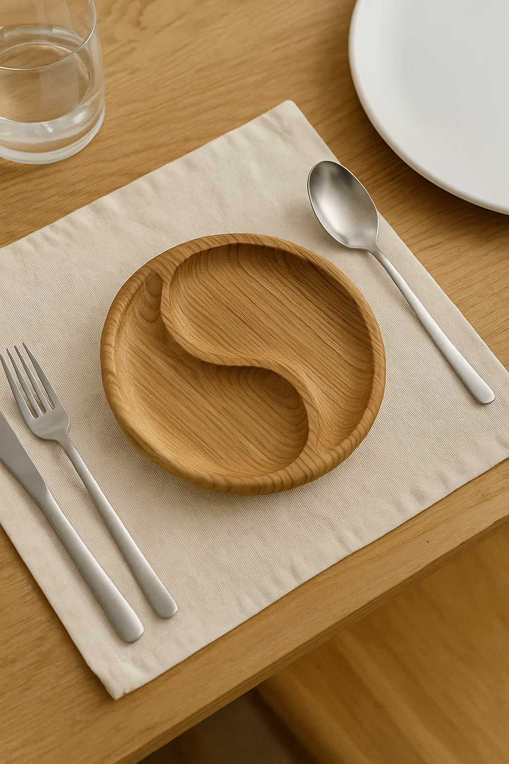 Round рlate for serving with two "Yin-Yang" Sections