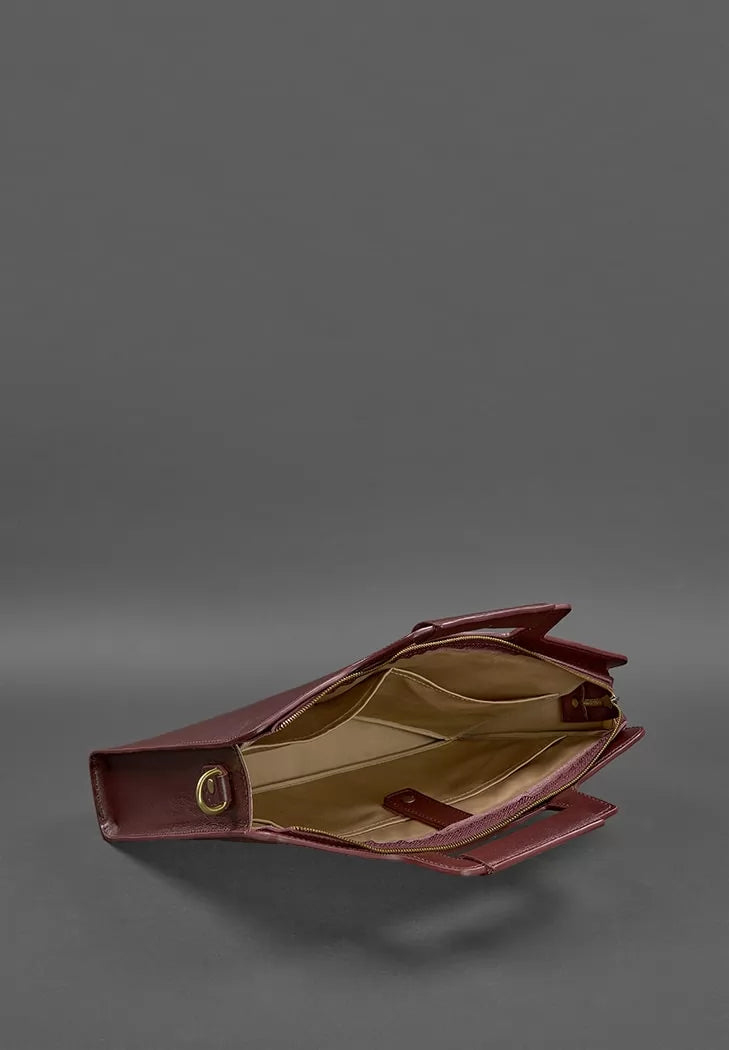 Women's leather bag for laptop and documents burgundy - BN-BAG-36-vin