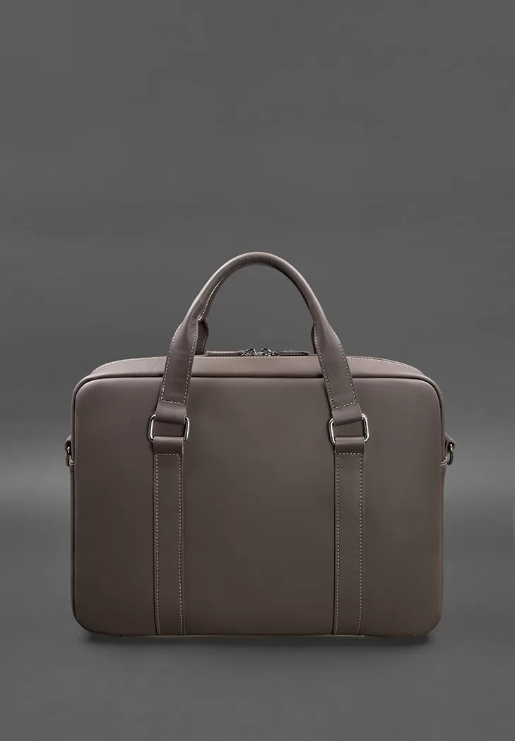 Leather bag for laptop and documents dark beige - BN-BAG-37-beige