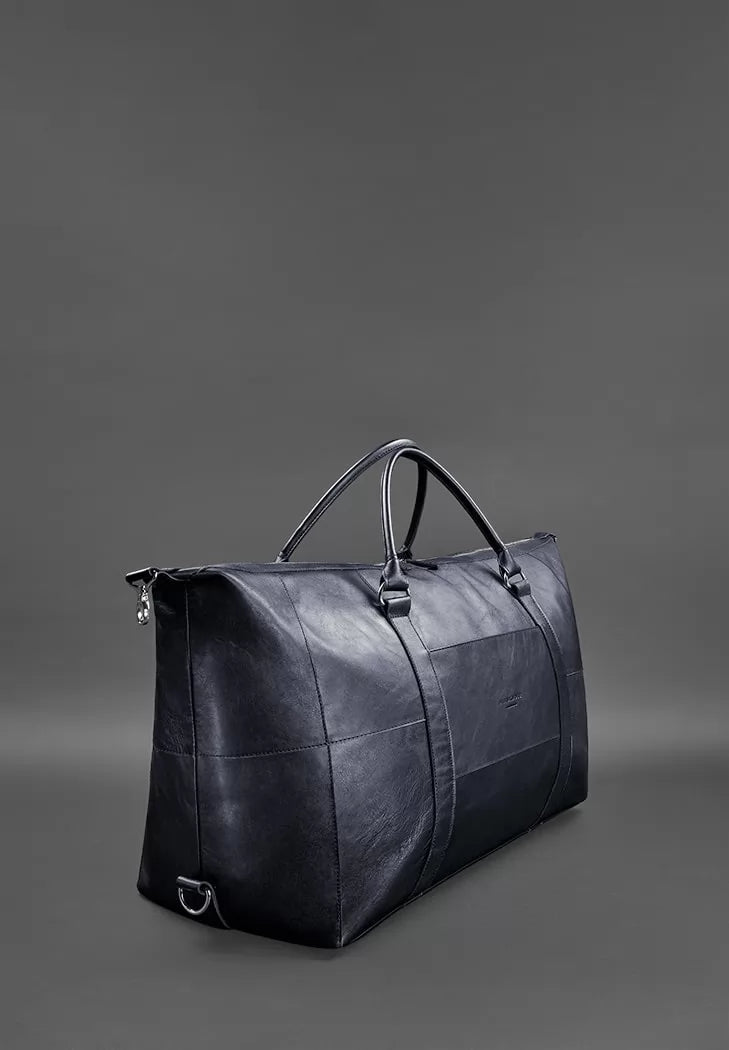 Navy blue leather travelling bag - BN-BAG-41-mystic
