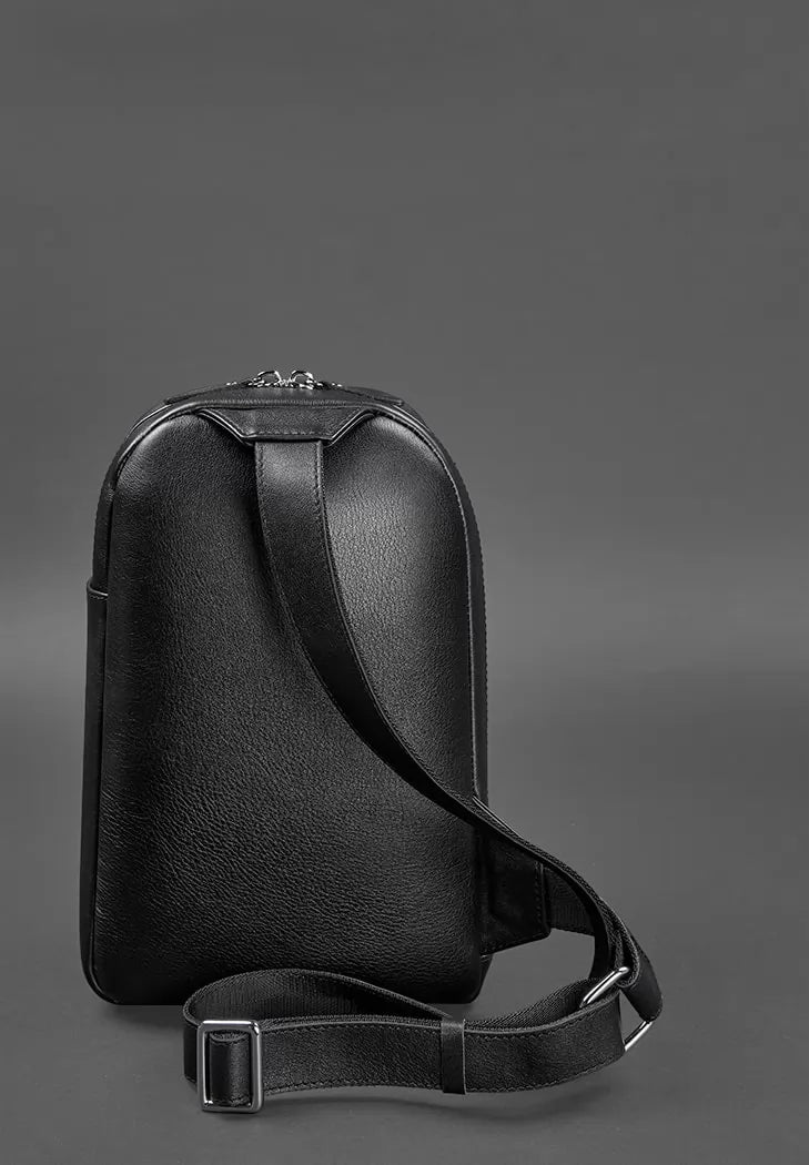 Black leather men's one-shoulder backpack Chest Bag - BN-BAG-42-g