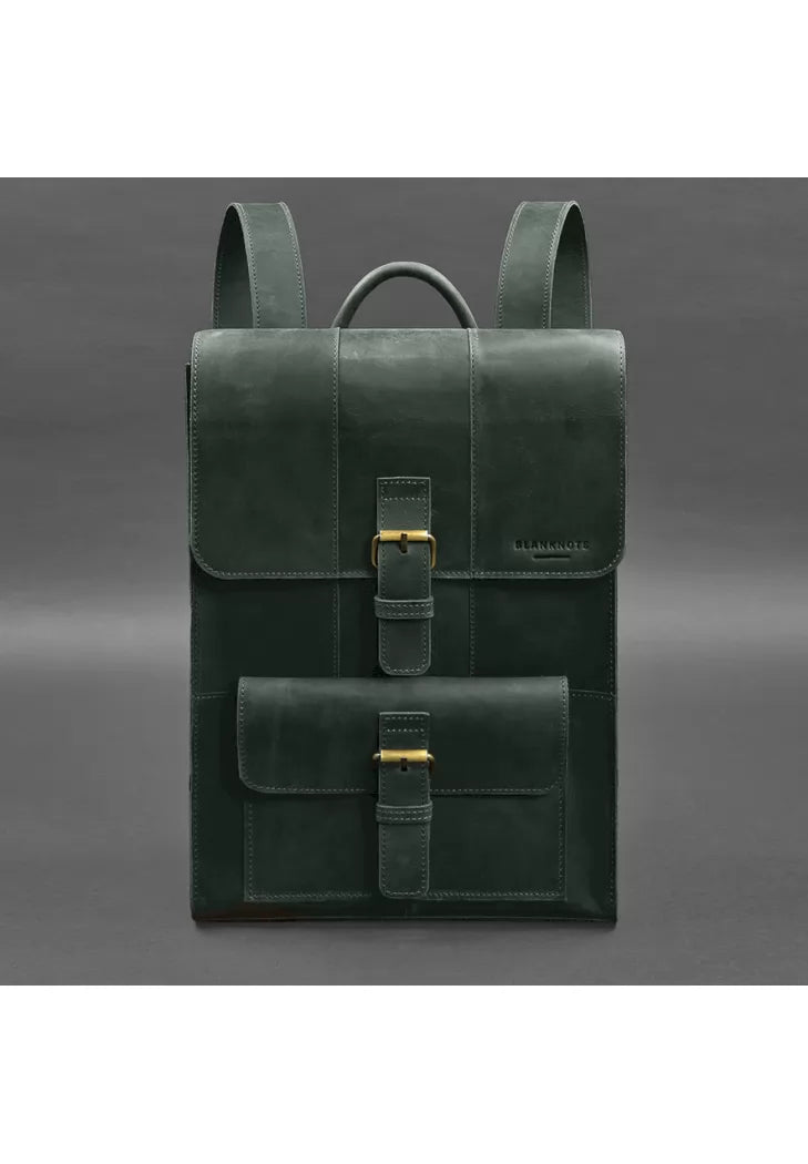 Brit green Crazy Horse leather backpack - BN-BAG-47-iz