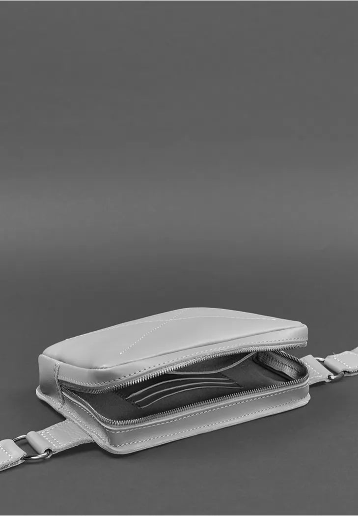 Leather women's waist bag Dropbag Mini gray - BN-BAG-6-shadow