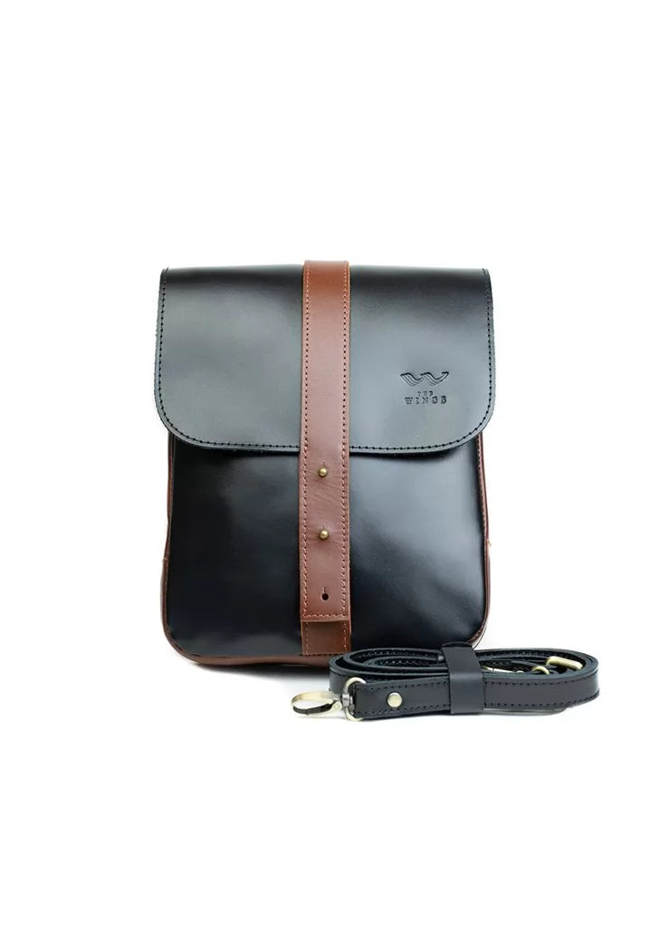 Men's leather Mini Bag black-brown - TW-Mini-bag-m-black-kon-ksr