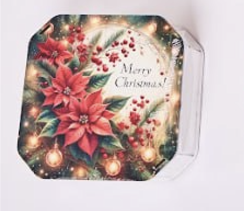 Wooden Christmas Gift Box – “Merry Christmas” with Poinsettia Design