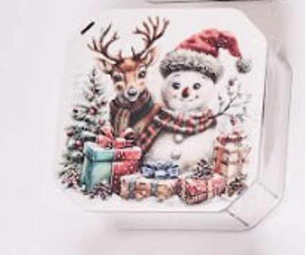 Wooden Christmas Gift Box – Snowman & Reindeer with Presents