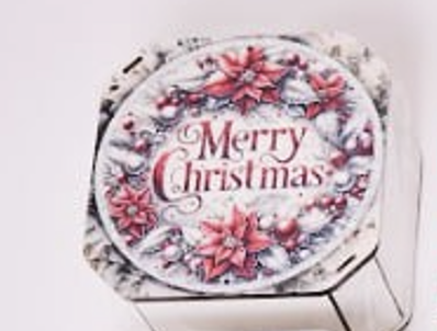 Wooden Christmas Gift Box – “Merry Christmas” Floral Wreath Design