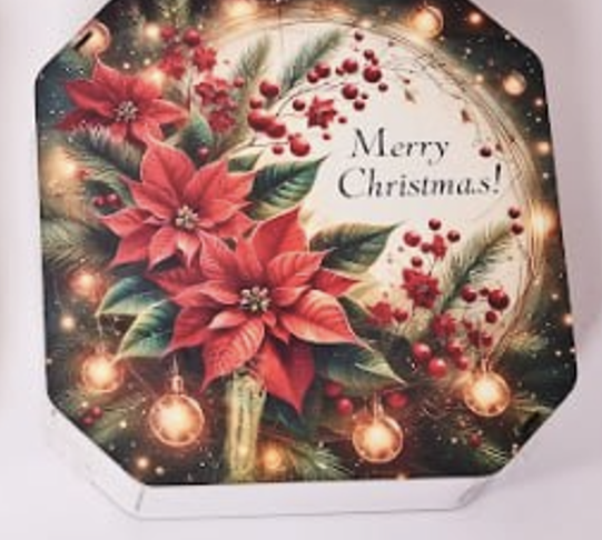 Wooden Christmas Gift Box – “Merry Christmas” with Poinsettia Design