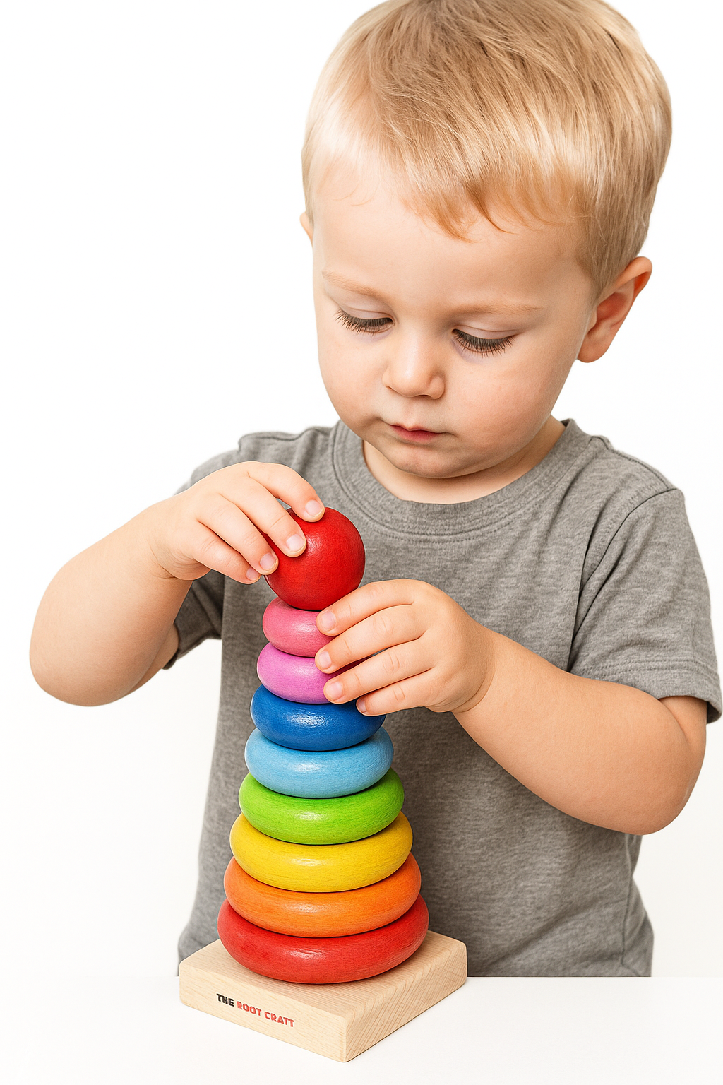 Natural Wooden Rainbow Stacking Toy