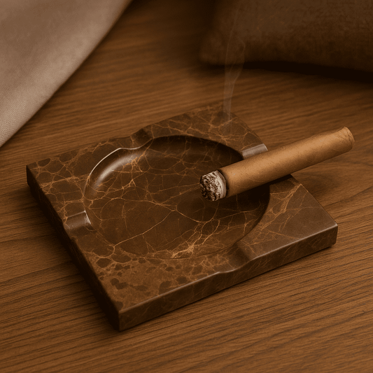Square brown marble ashtray
