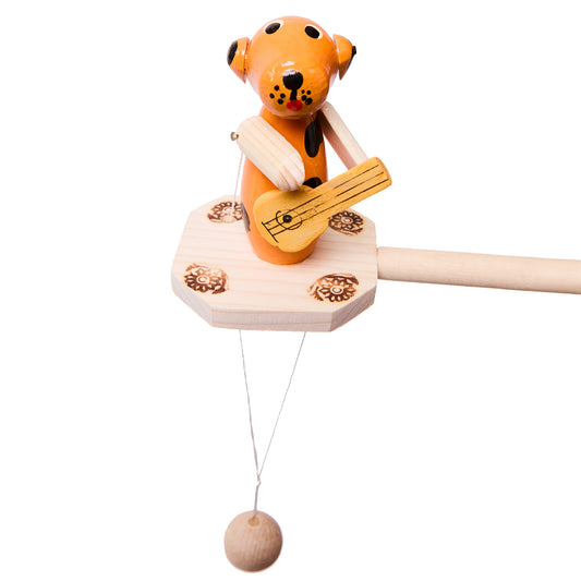 Natural Wooden Mechanical Automaton Toy "Dog-Guitarist"