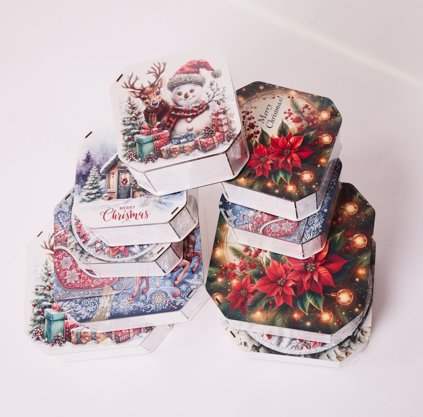 Christmas Gift Box with Santa and Reindeer