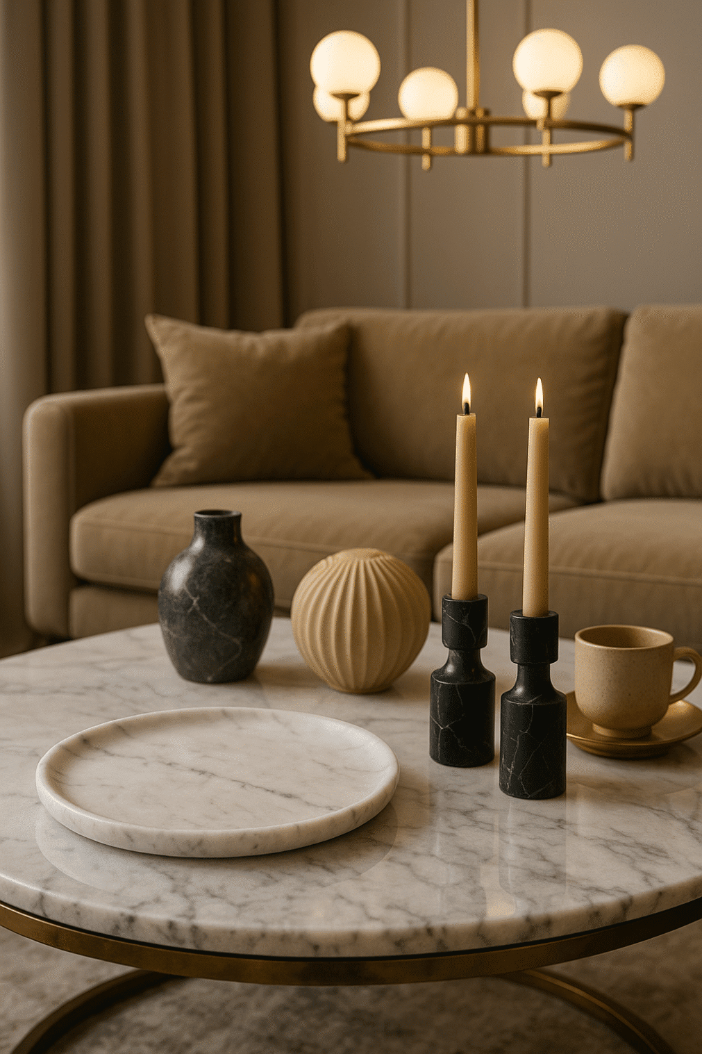 Bianco Carrara marble plate, Ø20 cm