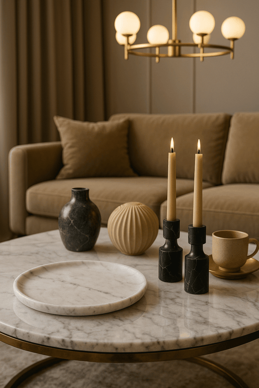 Bianco Carrara marble plate, Ø20 cm