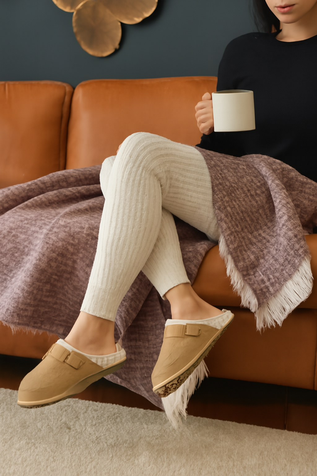 WOMEN'S SLIPPERS ABBY BEIGE AND WHITE