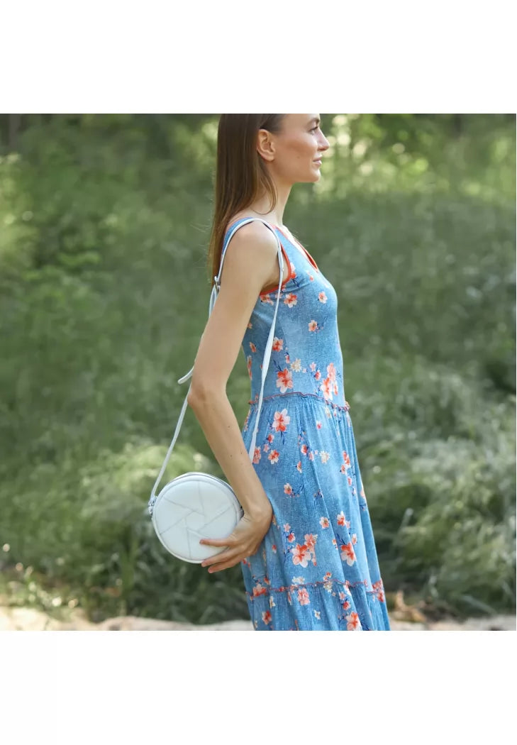 Leather round women's bag Bon Bon white - BN-BAG-11-light