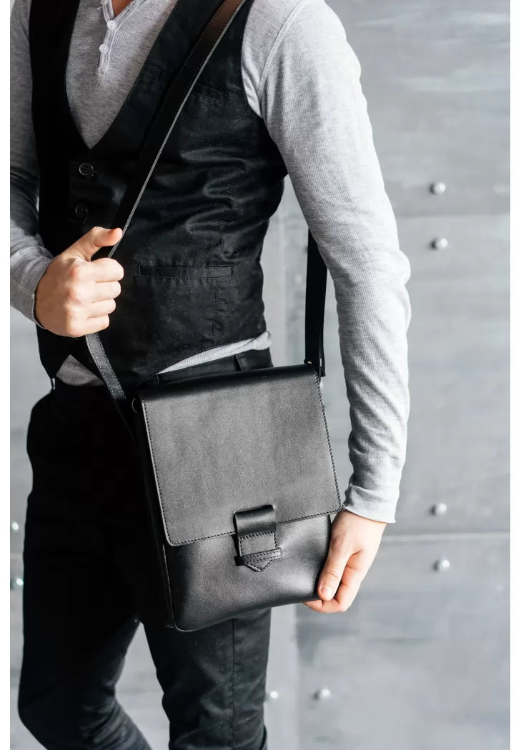 Men's leather messenger bag Esquire black - BN-BAG-18-g