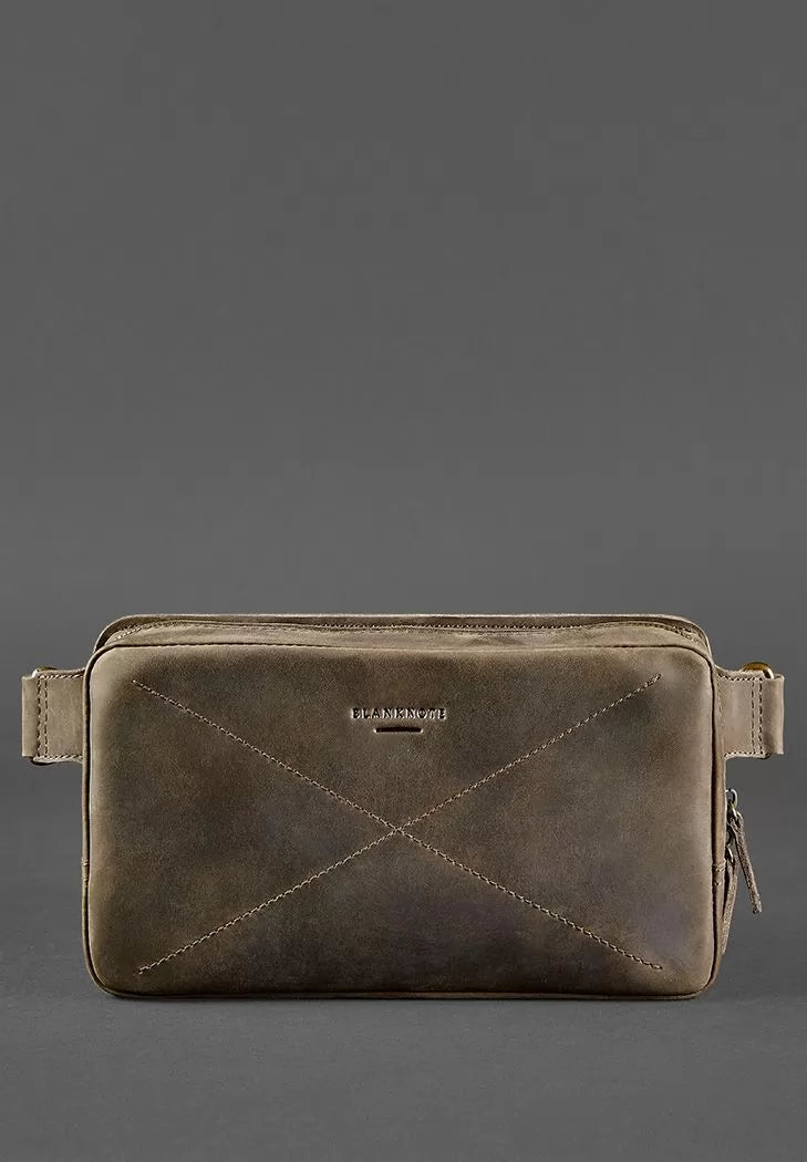 Leather waist bag Dropbag Maxi dark brown Crazy Horse - BN-BAG-20-o