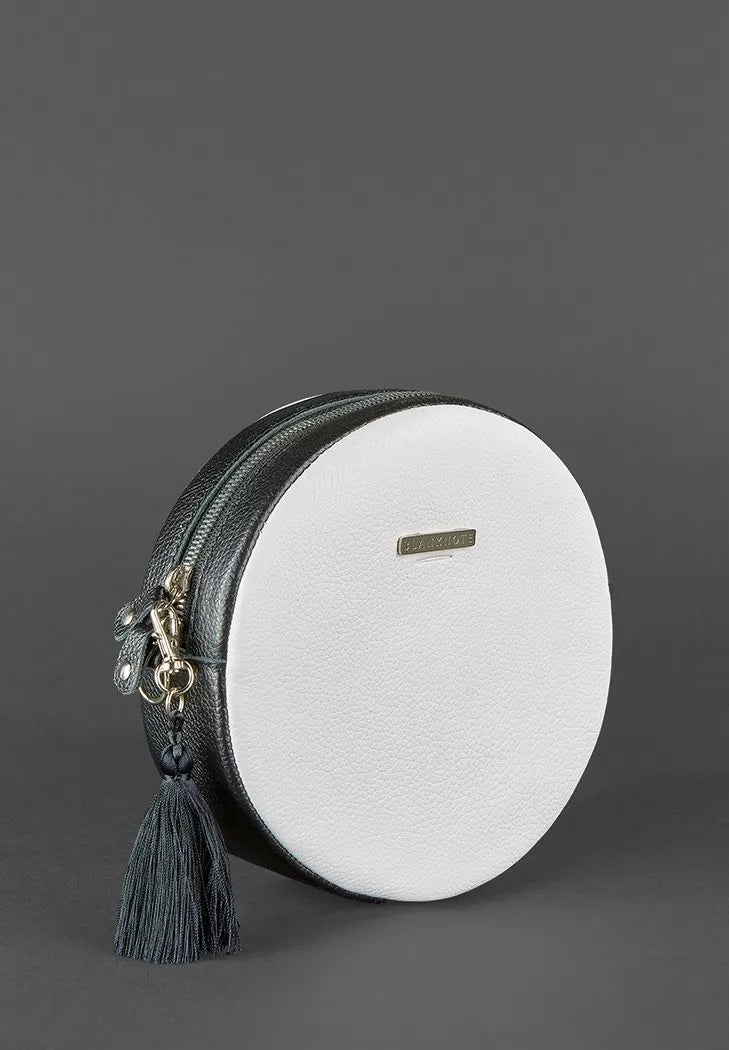 Round women's leather handbag Tablet black and white - BN-BAG-23-day-night