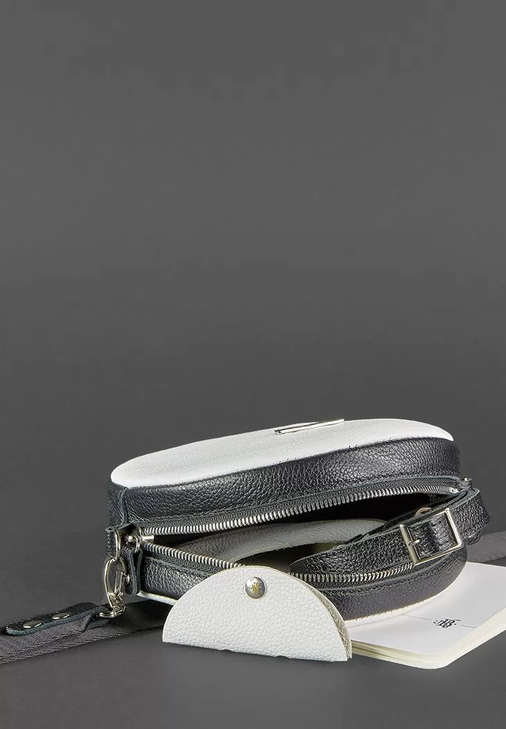 Round women's leather handbag Tablet black and white - BN-BAG-23-day-night