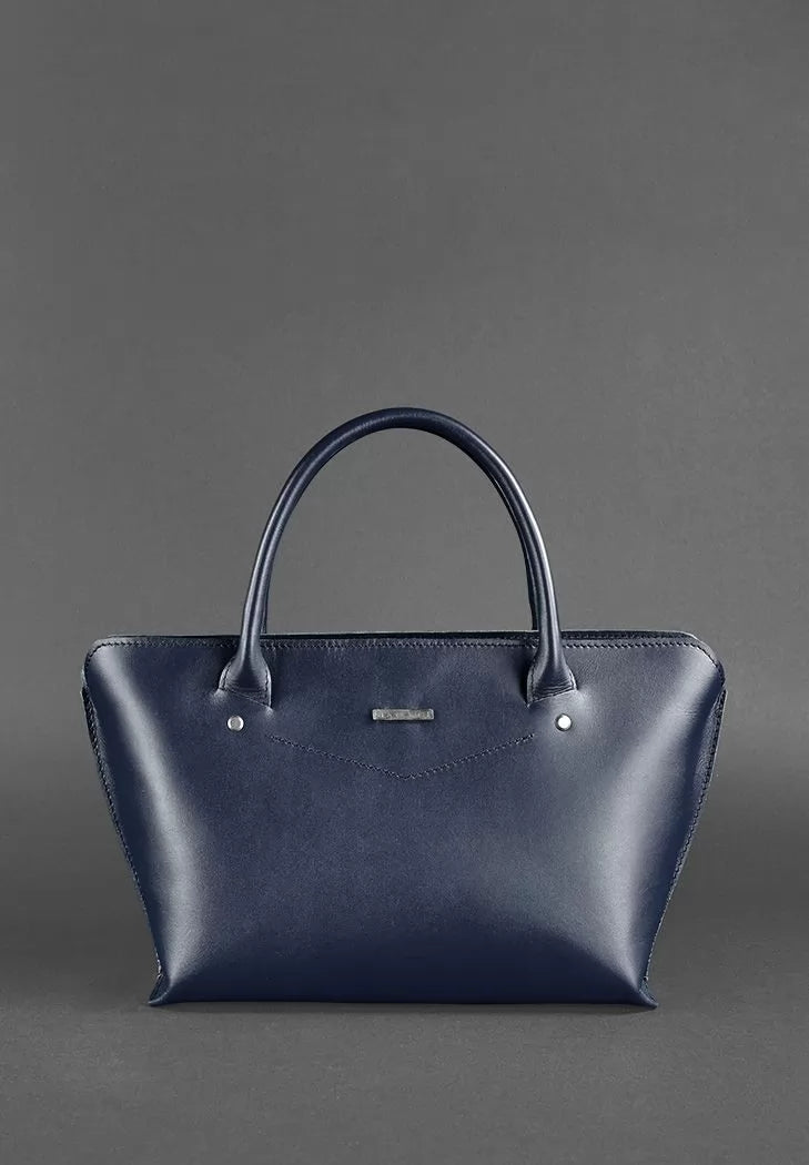 Women's leather Midi bag navy blue - BN-BAG-24-navy-blue