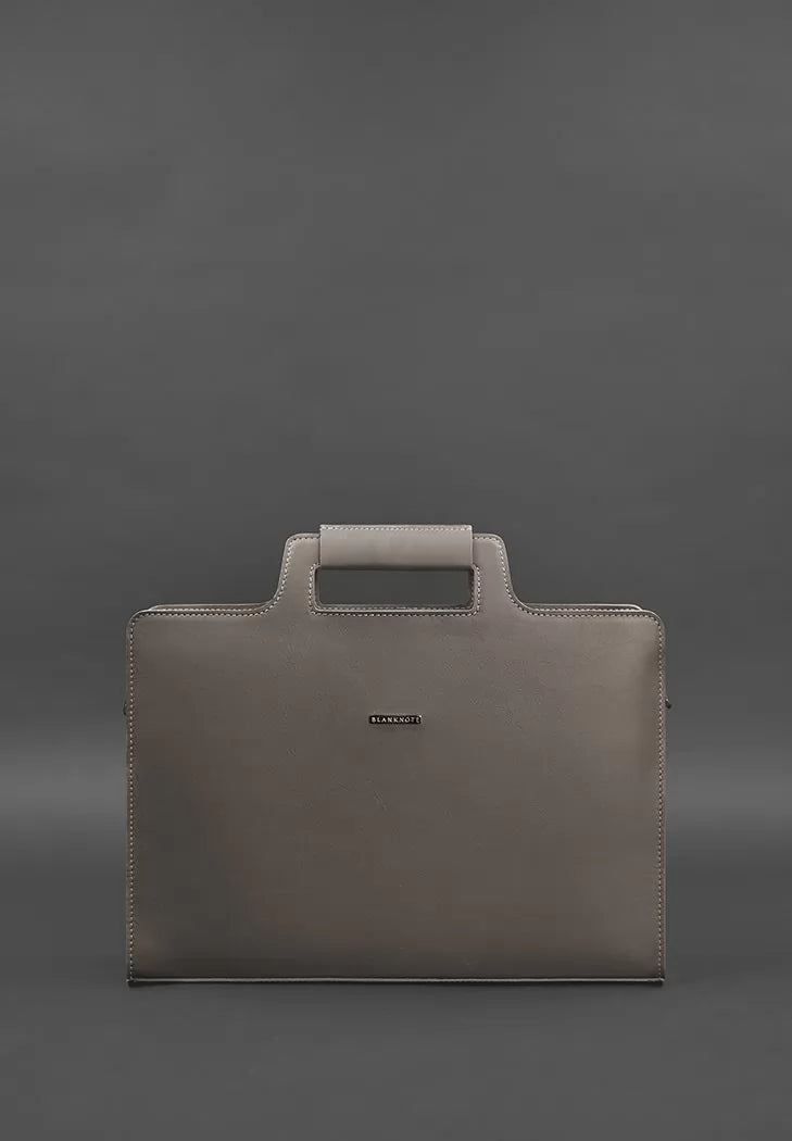 Women's leather bag for laptop and documents dark beige - BN-BAG-36-beige