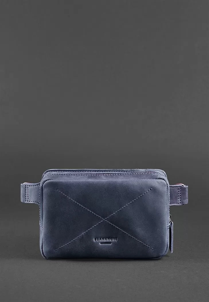 Leather waist bag Dropbag Mini blue - BN-BAG-6-nn