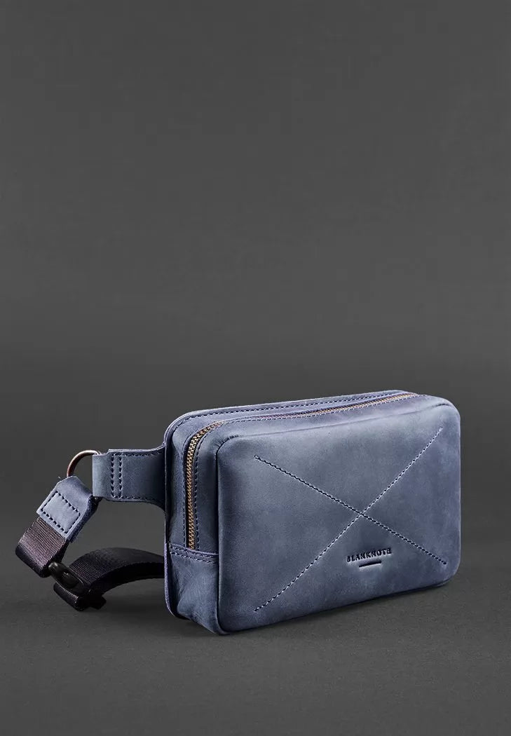 Leather waist bag Dropbag Mini blue - BN-BAG-6-nn