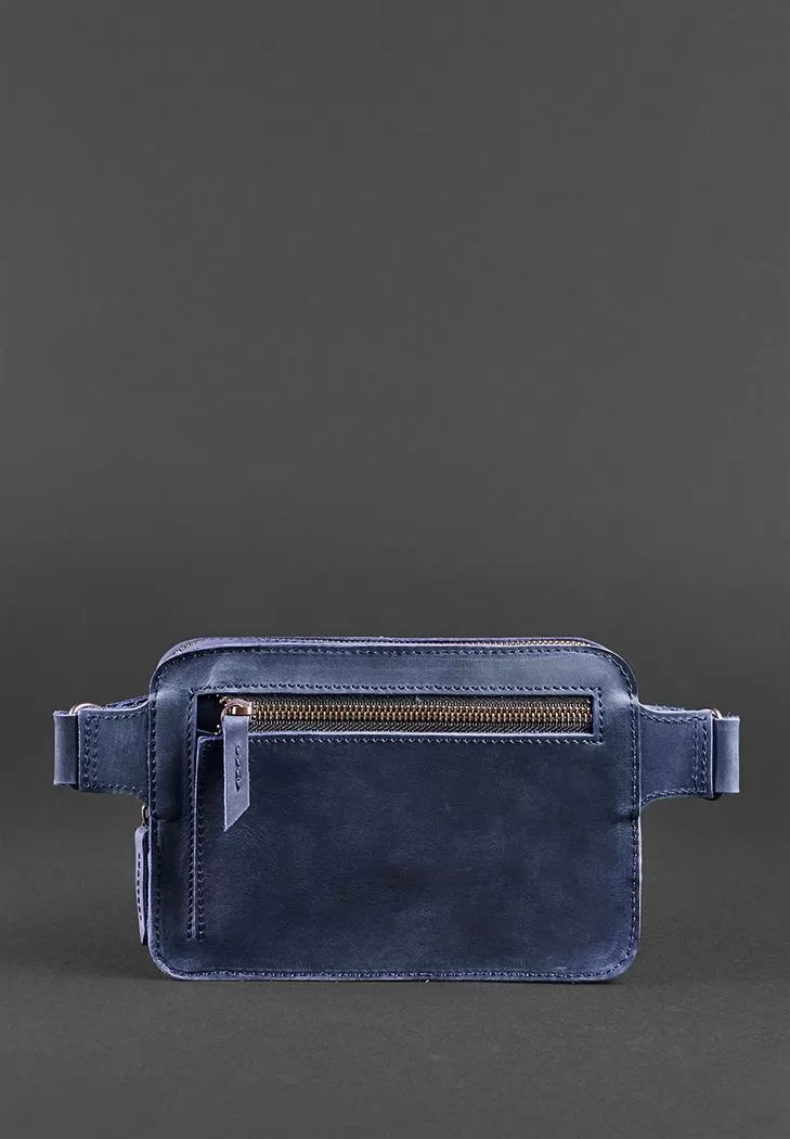 Leather waist bag Dropbag Mini blue - BN-BAG-6-nn