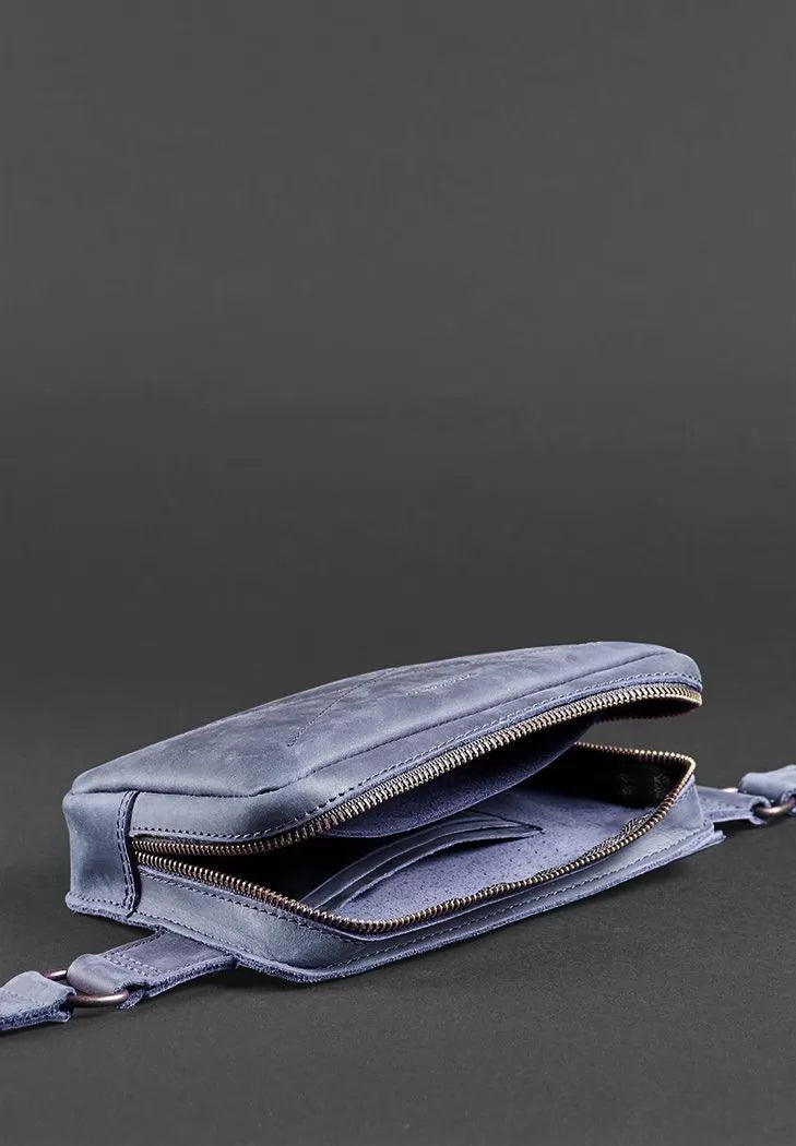 Leather waist bag Dropbag Mini blue - BN-BAG-6-nn