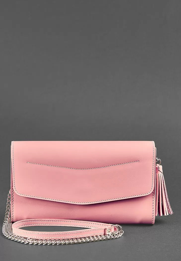 Leather women's bag Alice pink - BN-BAG-7-pink-peach