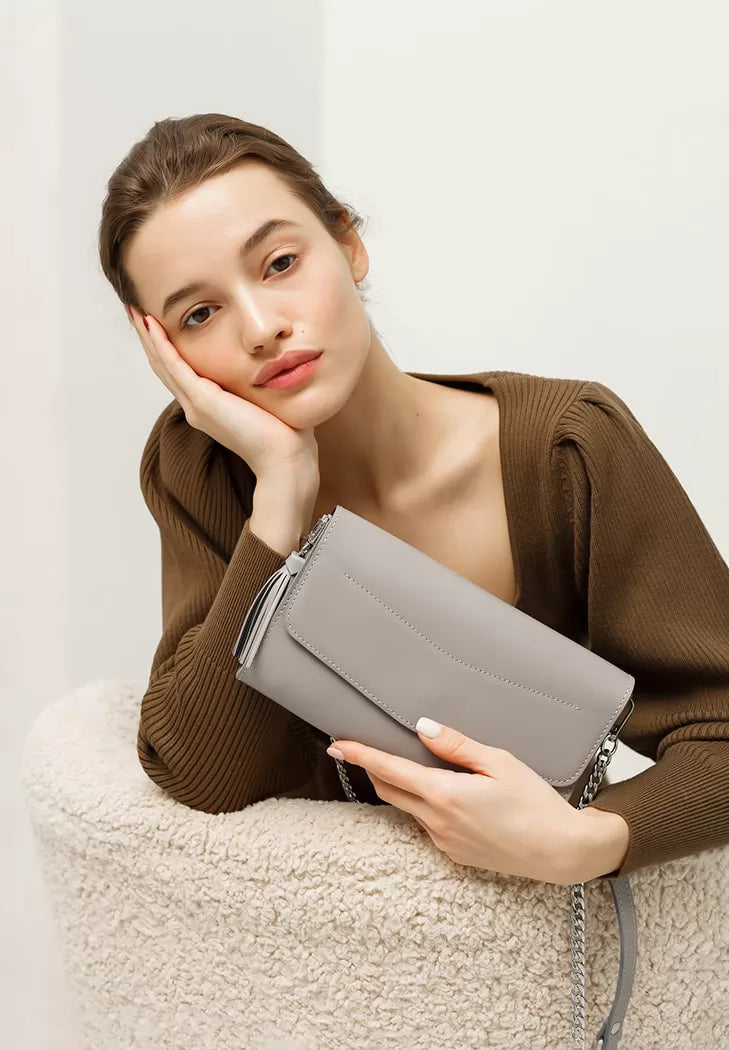 Leather women's bag Alice gray - BN-BAG-7-shadow