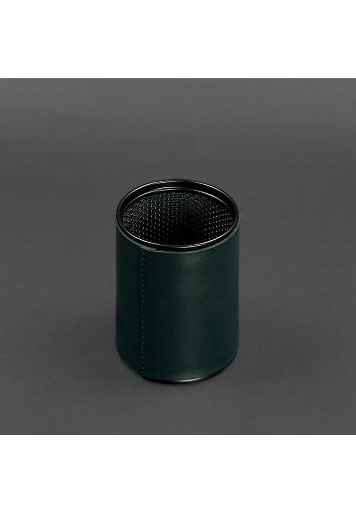 Pen holder in leather case green crust - BN-SP-malachite
