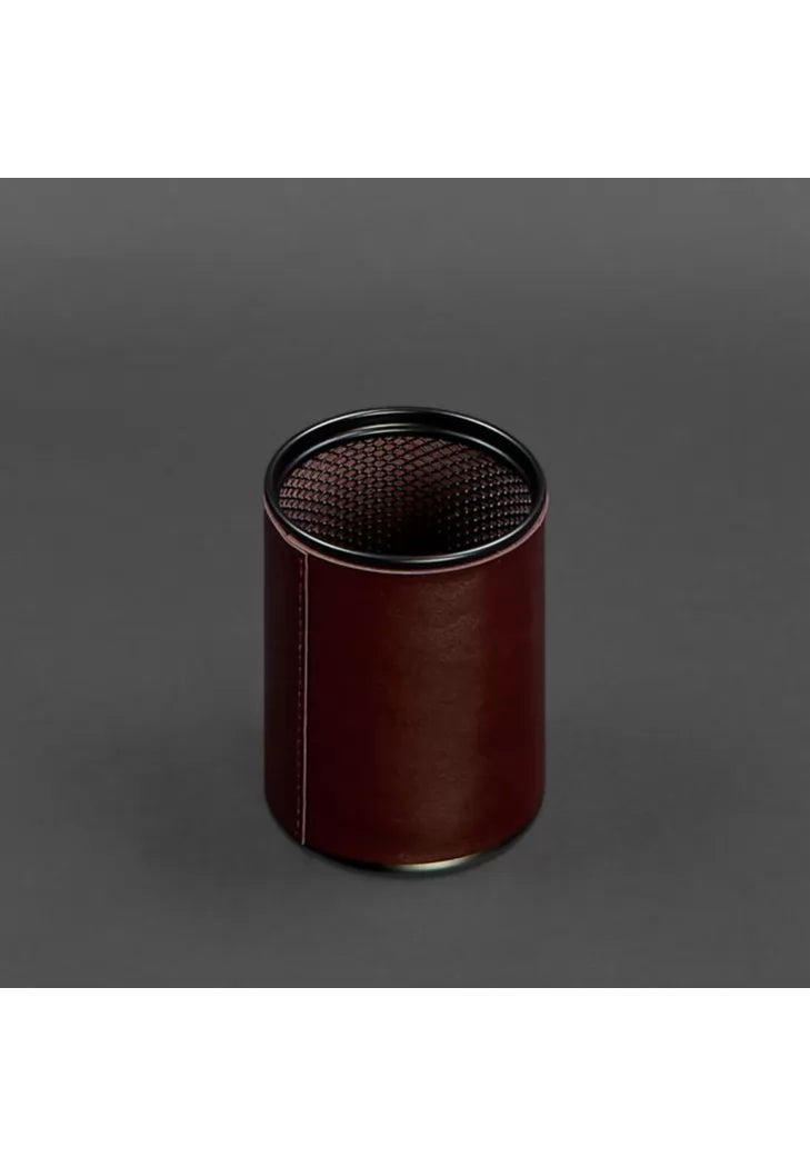 Pen glass in leather case burgundy crust - BN-SP-vin