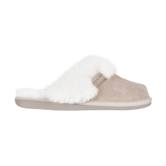 WOMEN'S CASHMERE SLIPPERS BEIGE AND WHITE