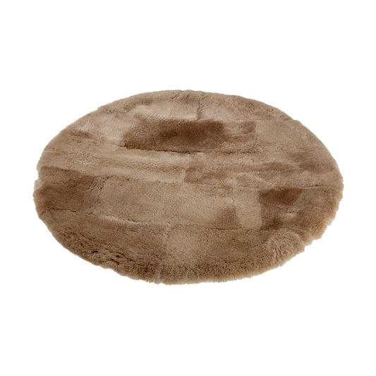 Natural round sheepskin rug/mat Ø100cm Beige