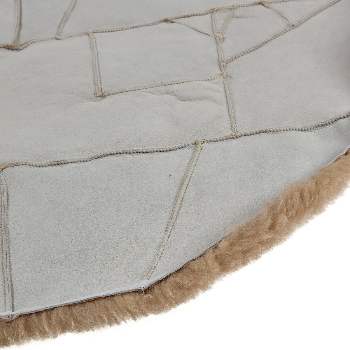 Natural round sheepskin rug/mat Ø100cm Beige
