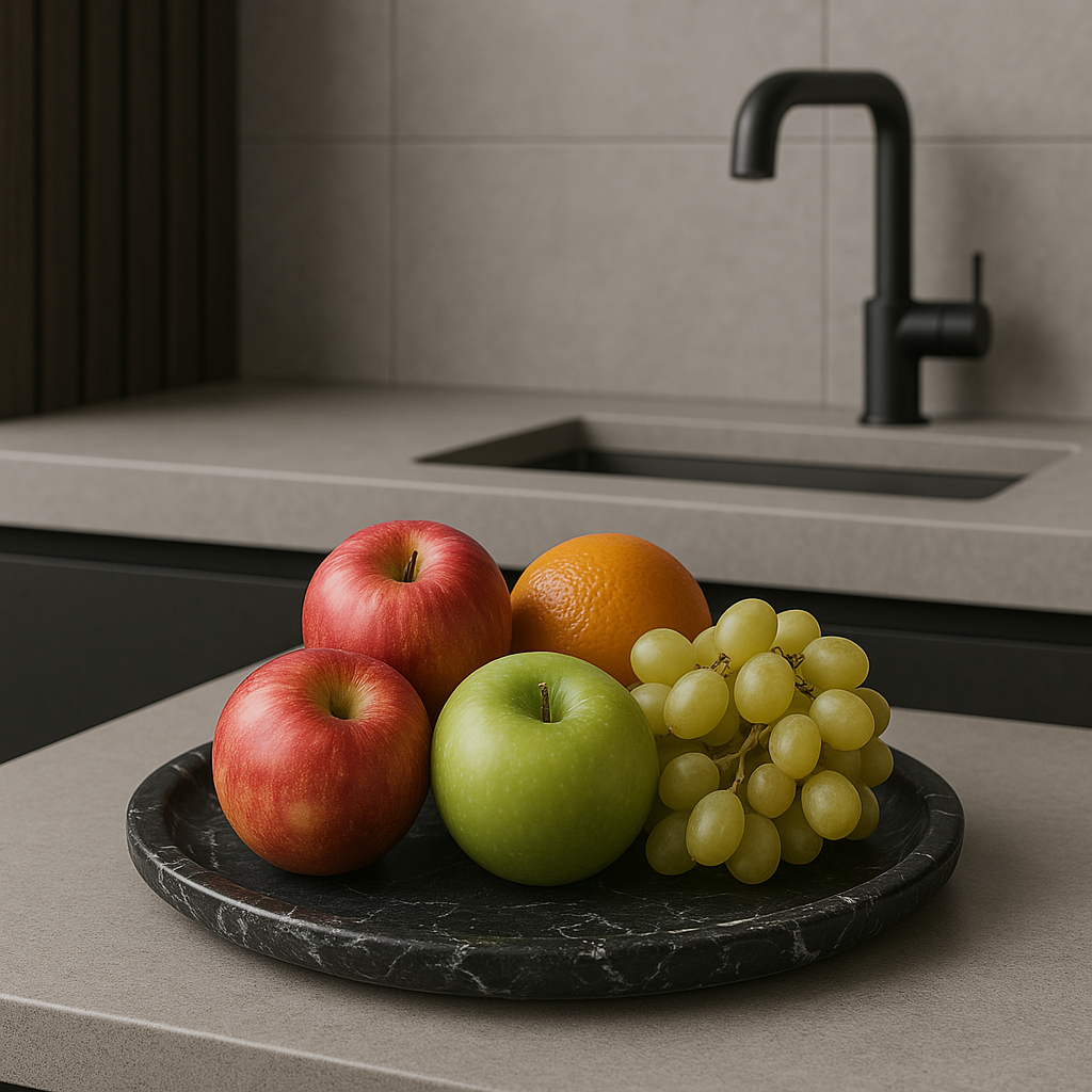 Black marble plate Nero Marquina - 20 cm