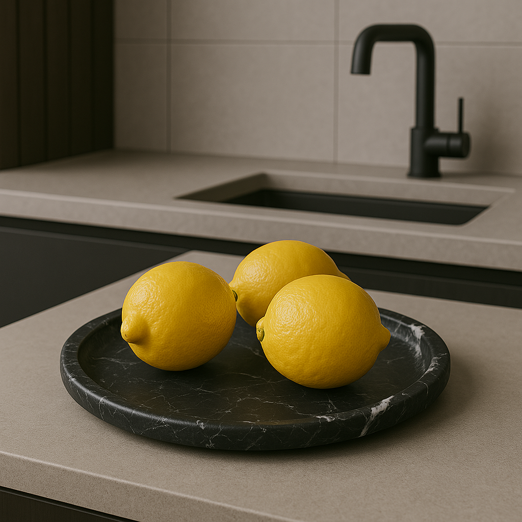 Black marble plate Nero Marquina - 20 cm