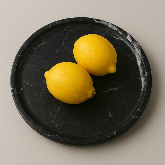 Black marble plate Nero Marquina - 20 cm