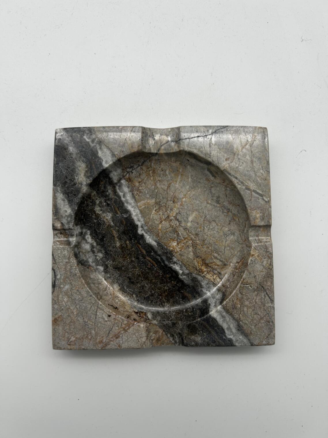 Square ashtray made of Italian marble Silver River
