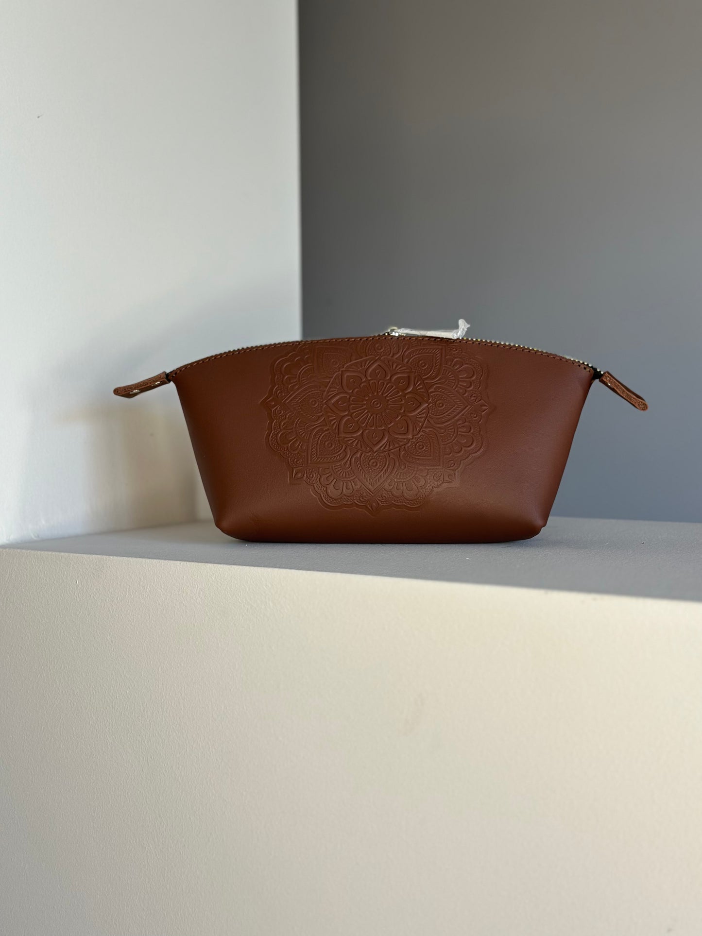 Floral leather cosmetic bag - model “Base”