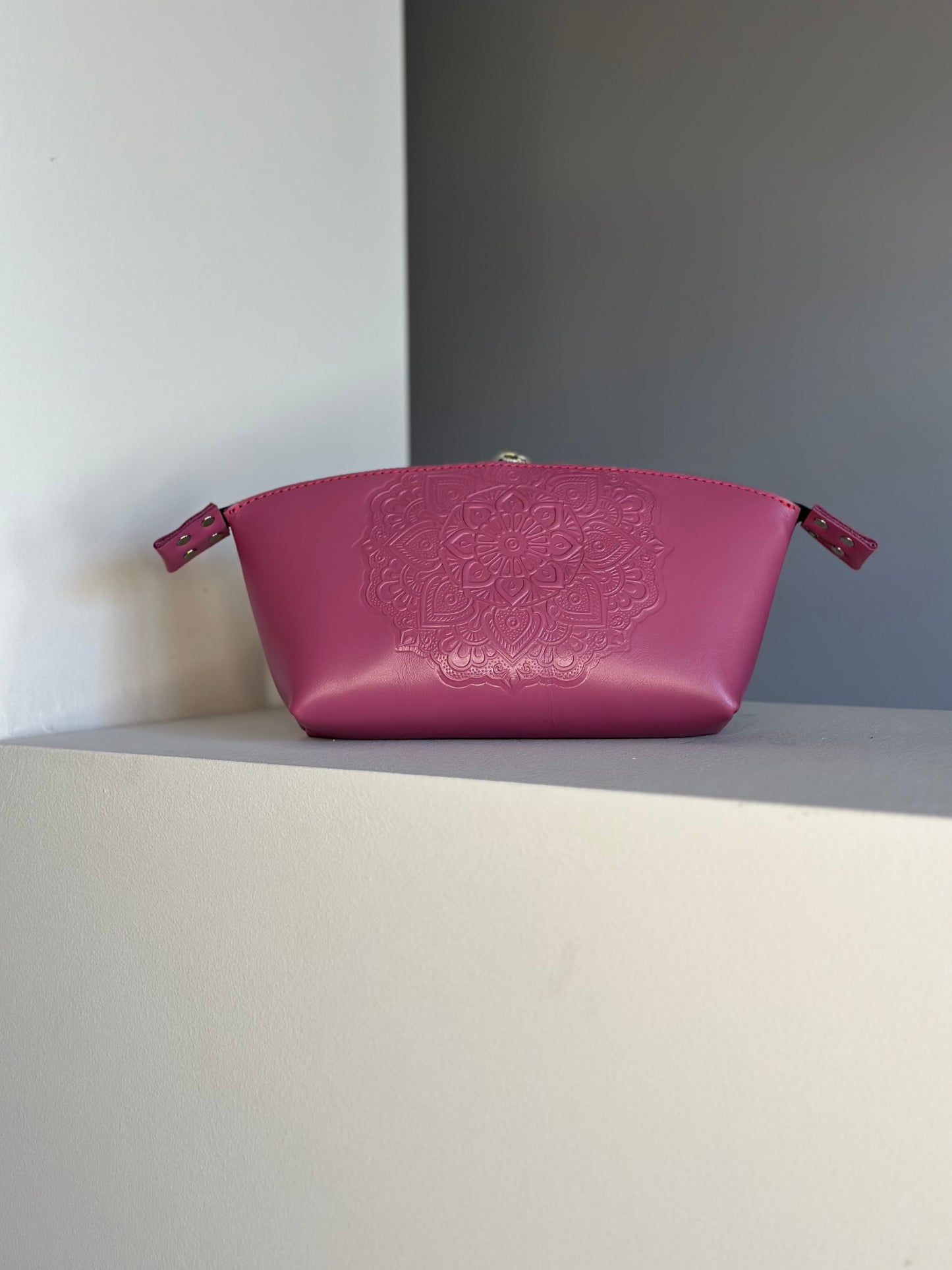 Floral leather cosmetic bag - model “Base”