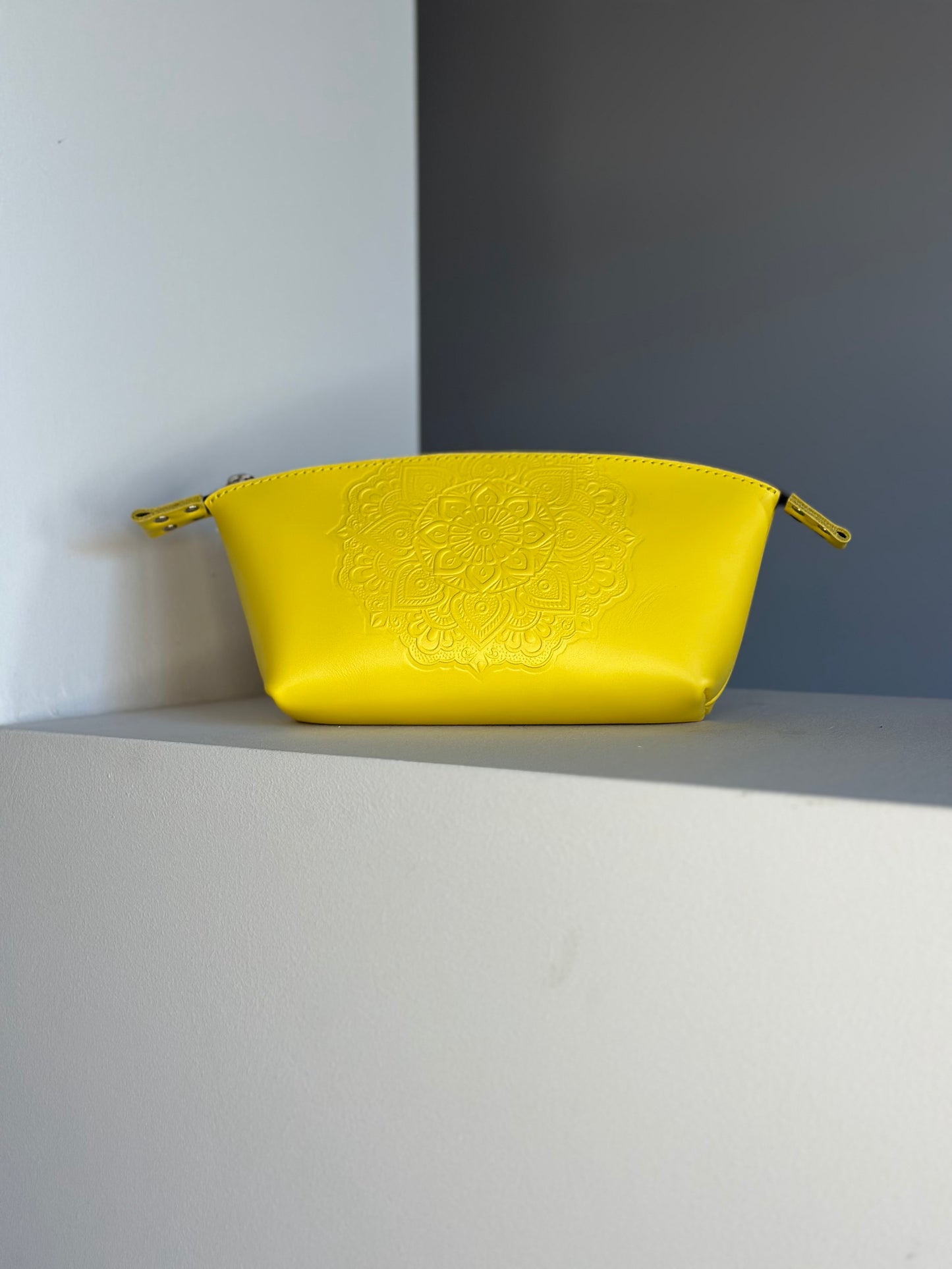 Floral leather cosmetic bag - model “Base”