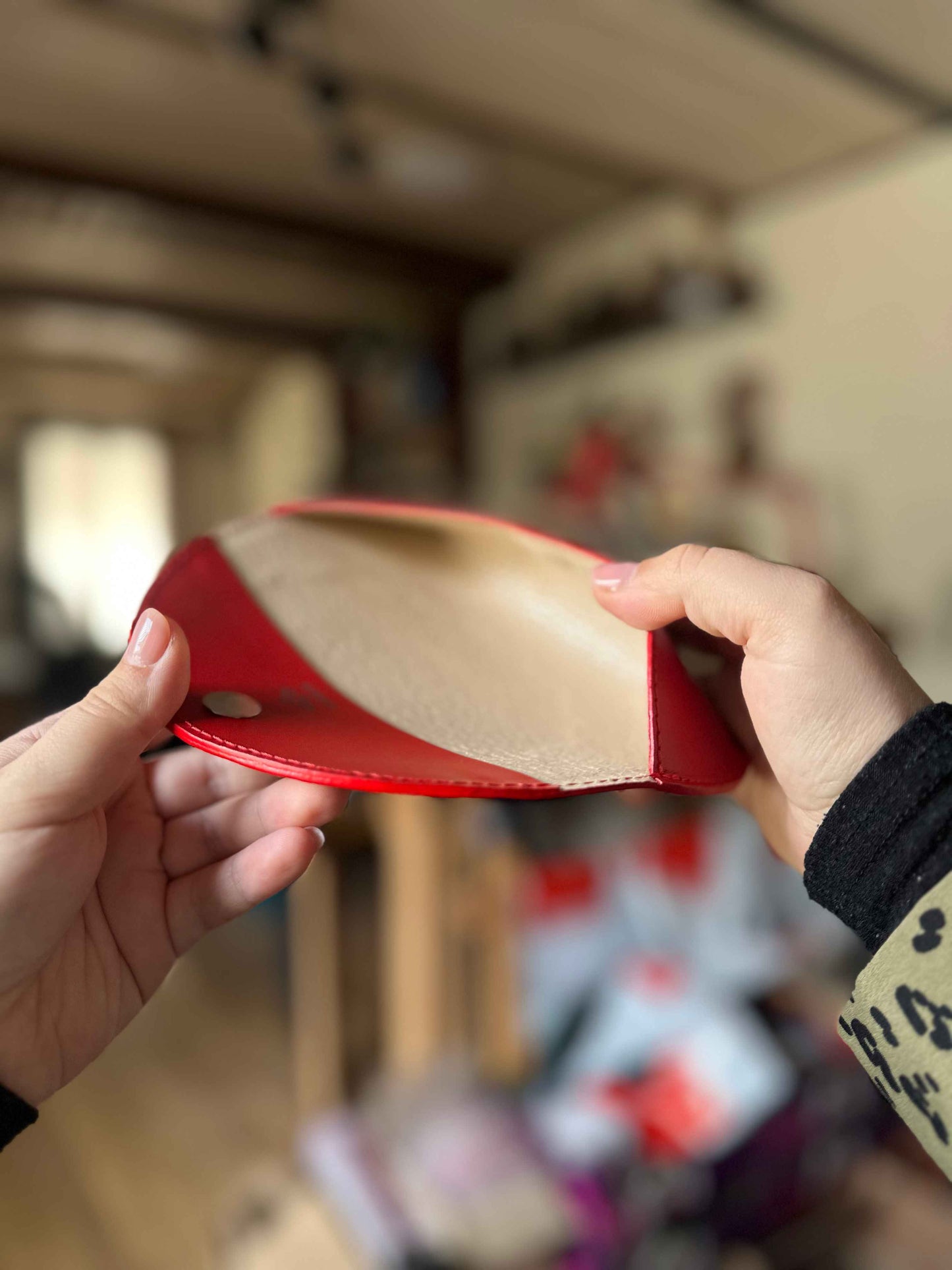 Leather case for glasses with floral embossing