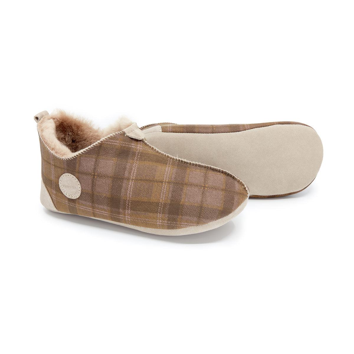 Men's slippers OXFORD Tartan beige