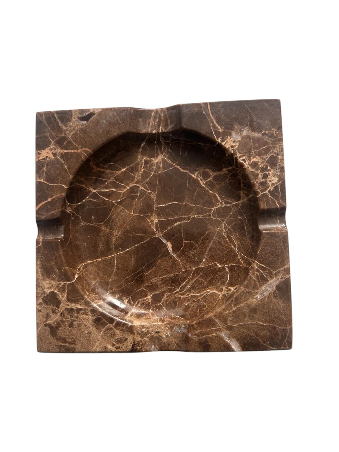 Square brown marble ashtray